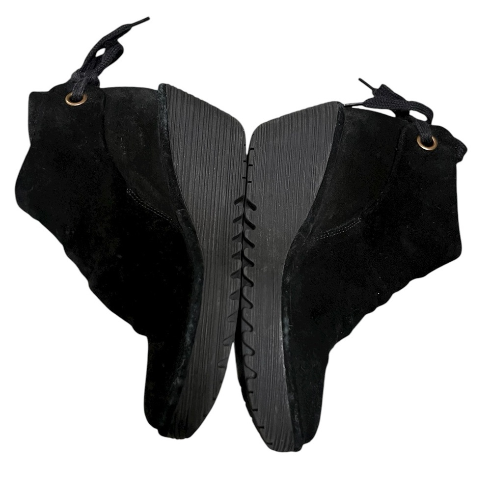 Fly London Yama black suede wedge ankle boots with tie back - Picture 6 of 10